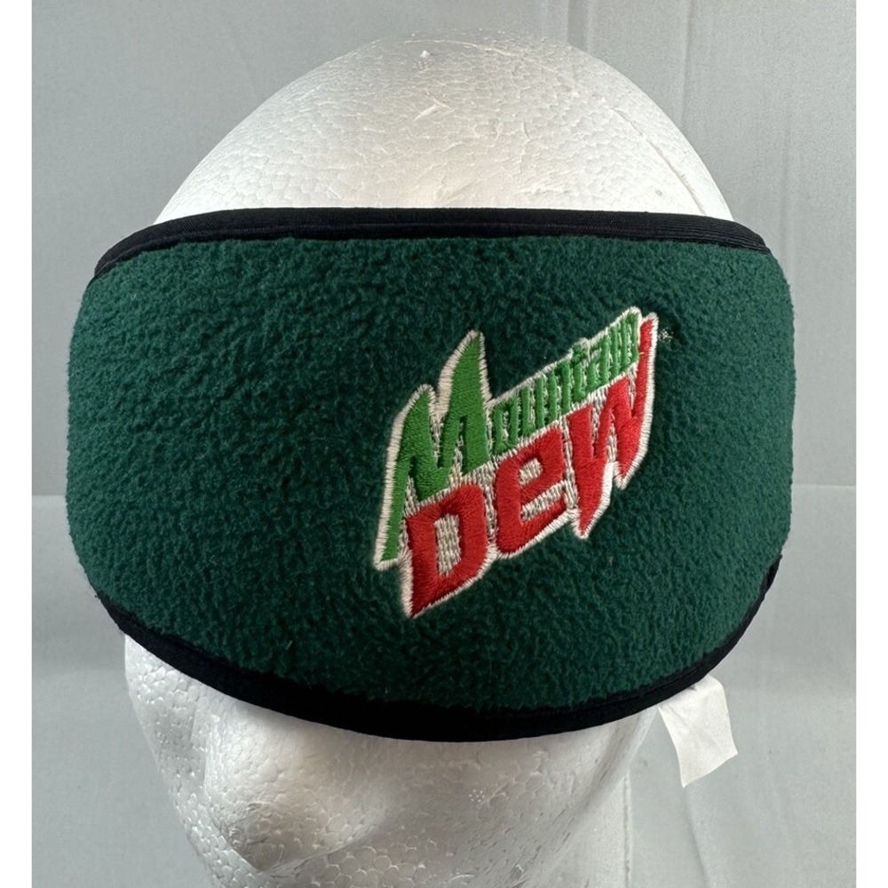 Vintage Mountain Dew Green Sweat Band Winter Ear Warmer MTN Dew Headband Vtg